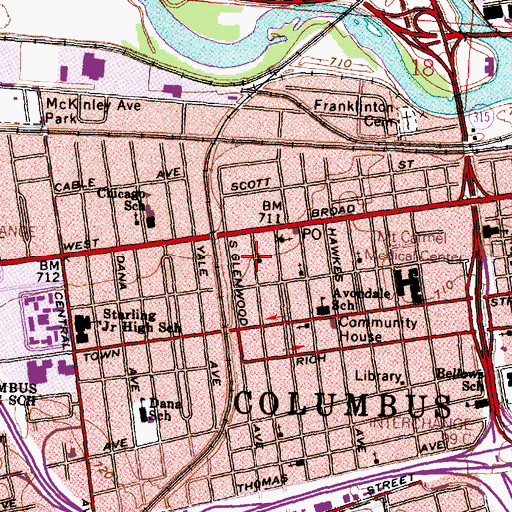 Topographic Map of Stewart Memorial Christian Methodist Episcopal Church, OH