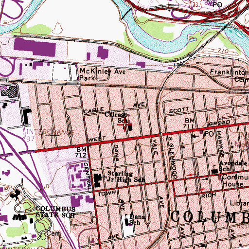 Topographic Map of Chicago Avenue Christian Church of Christ, OH