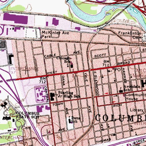 Topographic Map of West Broad Street Missionary Chapel, OH