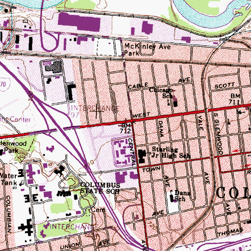 Topographic Map of Franklinton Square Shopping Center, OH