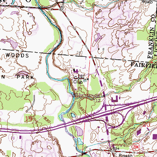 Topographic Map of Blacklick Woods Golf Course, OH