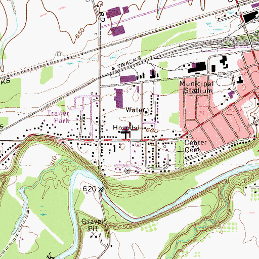 Topographic Map of University Hospitals Conneaut Medical Center, OH