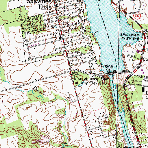 Topographic Map of Shawnee Square Shopping Center, OH