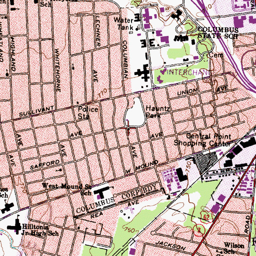 Topographic Map of Hilltonia United Methodist Church, OH
