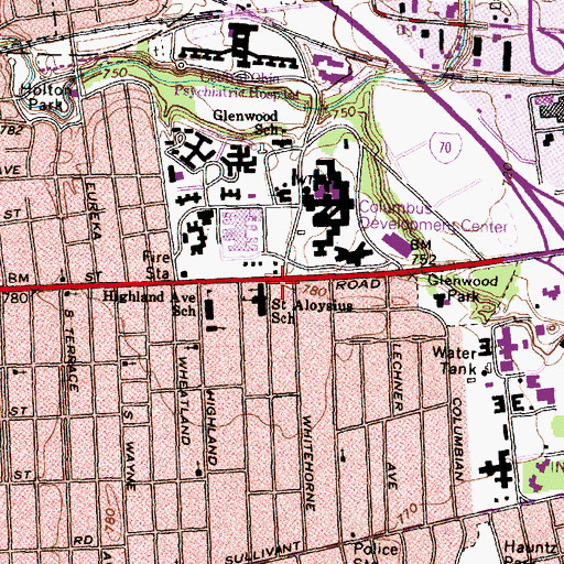 Topographic Map of Hilltop Community Park, OH