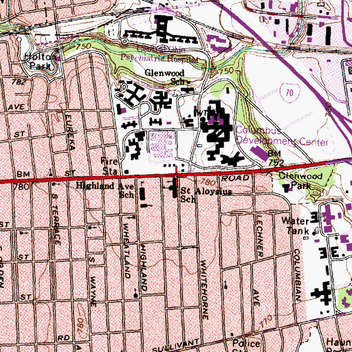 Topographic Map of Saint Aloysius Roman Catholic Church, OH