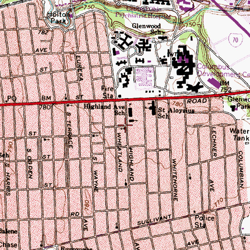 Topographic Map of Hilltop United Methodist Church, OH