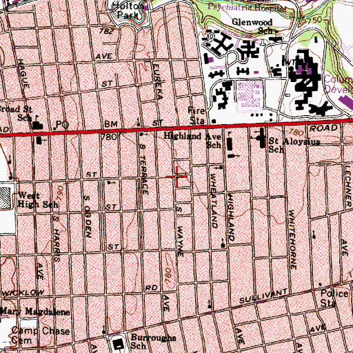 Topographic Map of Wayne Avenue Church of God, OH