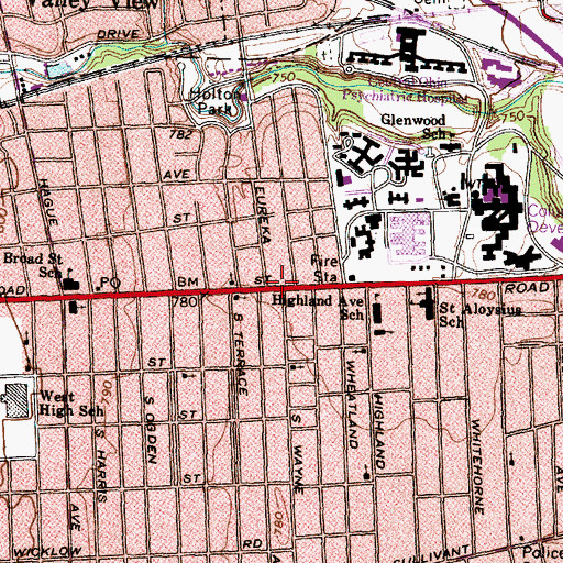 Topographic Map of Bright and Morning Star Church (historical), OH