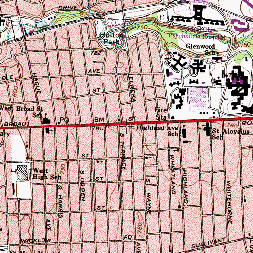 Topographic Map of Hilltop Evangelical Lutheran Church, OH