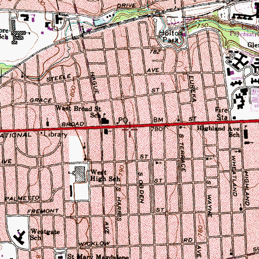 Topographic Map of Saint Thomas Baptist Church, OH