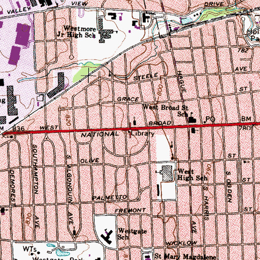 Topographic Map of Hilltop Branch Public Library, OH