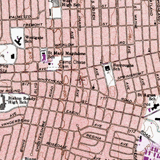Topographic Map of Bethlehem Lutheran Church (historical), OH