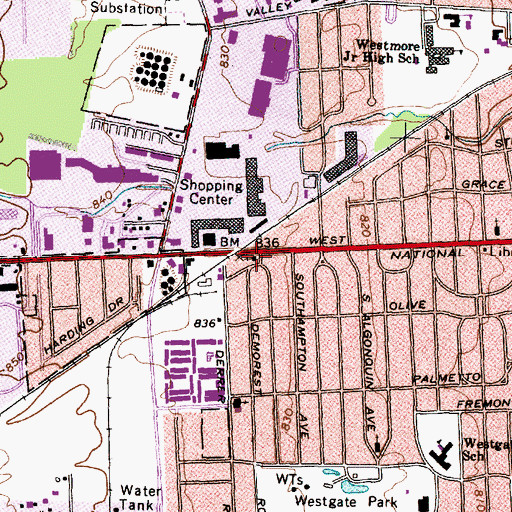 Topographic Map of West Broad Street Church of Christ, OH