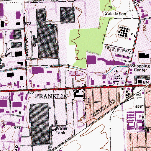 Topographic Map of Plaza West Shopping Center, OH
