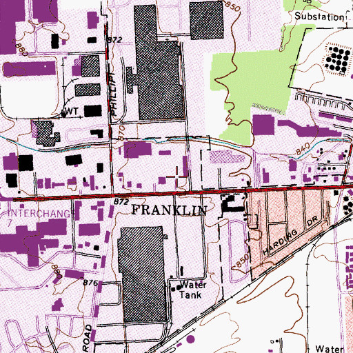 Topographic Map of National Road Plaza Shopping Center, OH
