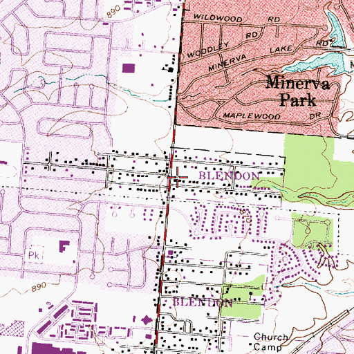 Topographic Map of Minerva Park United Methodist Church, OH
