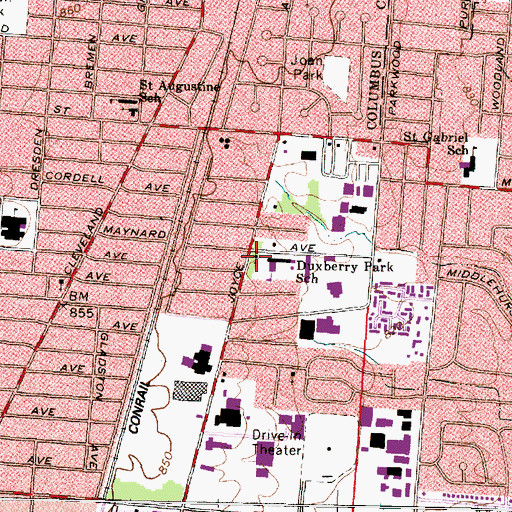 Topographic Map of Original Glorious Church of God in Christ, OH