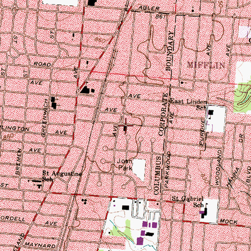 Topographic Map of Northeast Church of Christ, OH
