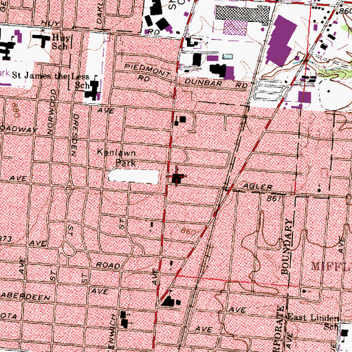 Topographic Map of New Salem Baptist Church, OH