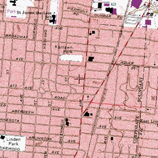 Topographic Map of Linden Church of the Nazarene (historical), OH