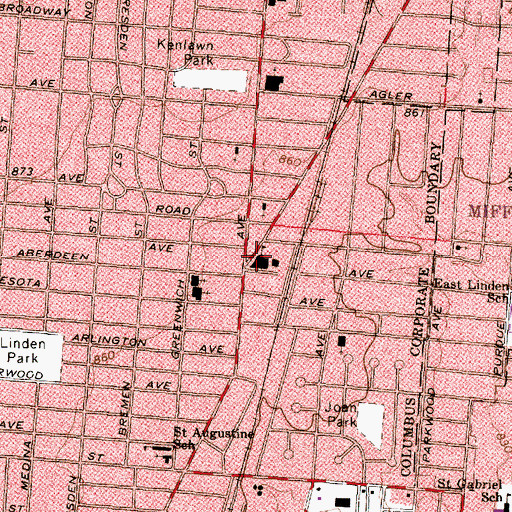Topographic Map of Linden Elementary School, OH
