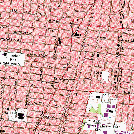 Topographic Map of Spanish Evangelistic Association of the Living God Church, OH