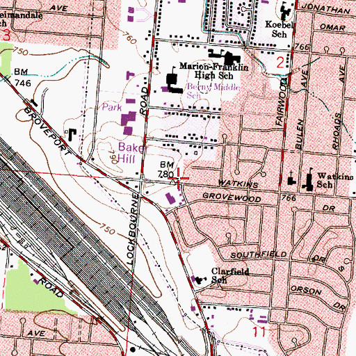 Topographic Map of Hosack Street Baptist Church, OH