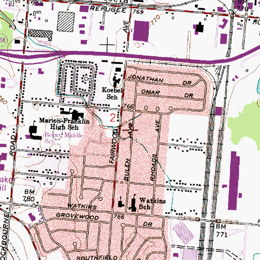 Topographic Map of Emmanuel Memorial Church, OH