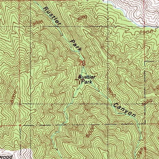 Topographic Map of Rustler Park, AZ