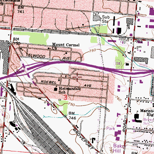 Topographic Map of Freedom Chapel Church of Christ in Christian Union, OH