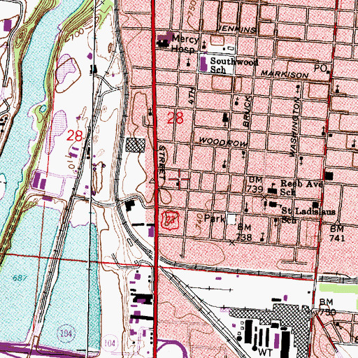 Topographic Map of Grace Memorial Church of Christ in Christian Union (historical), OH