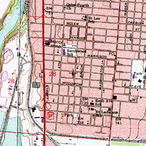 Topographic Map of South United Methodist Church, OH