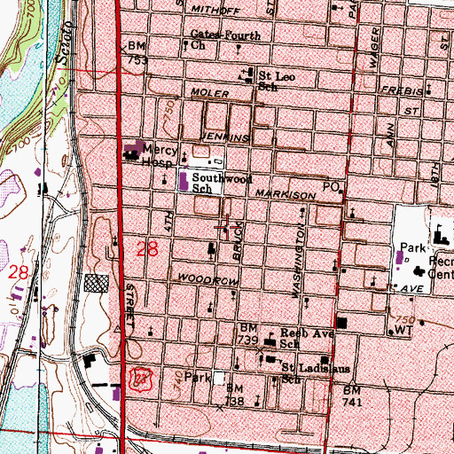 Topographic Map of House of God Full Gospel Church, OH
