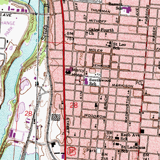 Topographic Map of Emmanuel Lutheran Church, OH