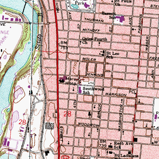 Topographic Map of Southwood Avenue Church of Christ, OH