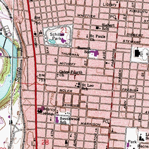 Topographic Map of Saint Paul United Church of Christ, OH