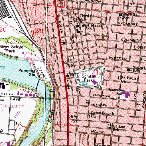 Topographic Map of Stewart Elementary School, OH