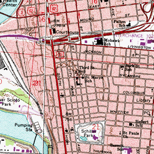 Topographic Map of Saint Marys Roman Catholic Church, OH