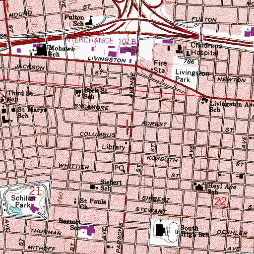 Topographic Map of Ohio Apostolic Church of Jesus, OH