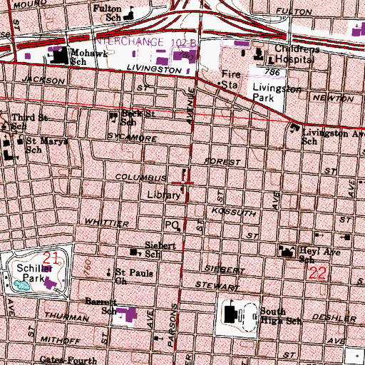 Topographic Map of Full Gospel Church of the Living Savior, OH