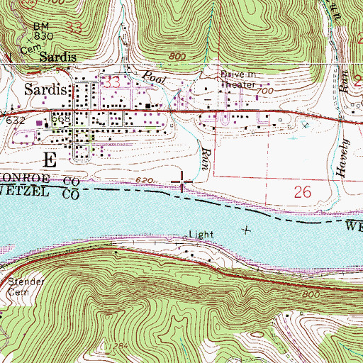 Topographic Map of Pool Run, OH