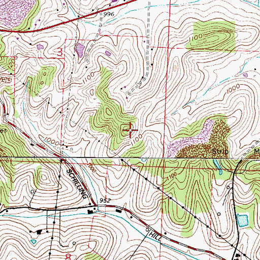 Topographic Map of Knob Hill, OH
