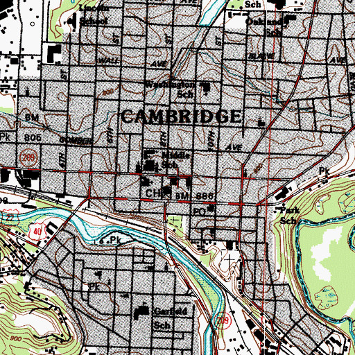 Topographic Map of First Baptist Church, OH