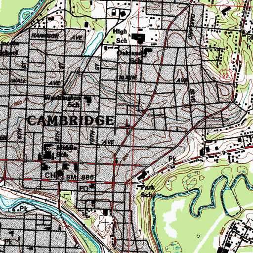 Topographic Map of First Christian Church, OH