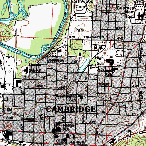 Topographic Map of First Church of God, OH