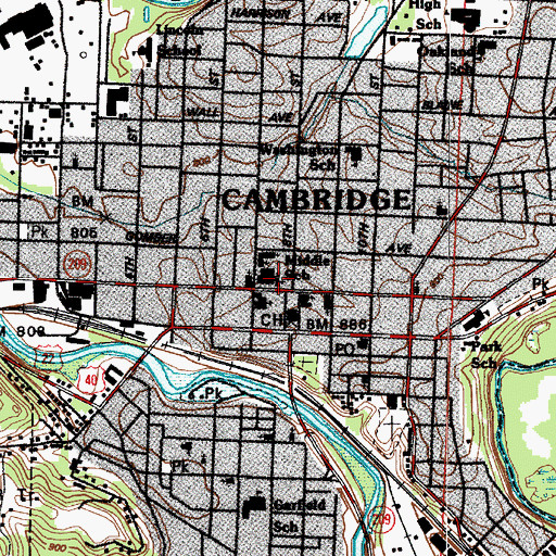 Topographic Map of First Presbyterian Church, OH