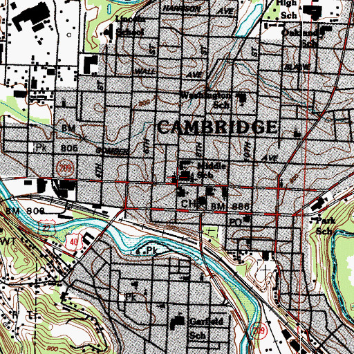 Topographic Map of First United Methodist Church, OH