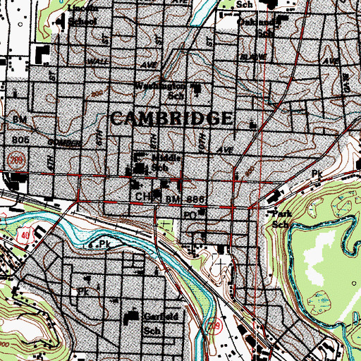Topographic Map of Ninth Street United Methodist Church, OH