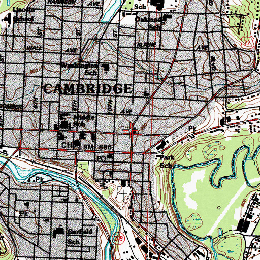 Topographic Map of Saint Johns Episcopal Church, OH